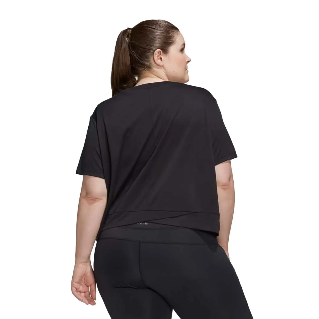 Compression Fit ReversibleStyle adidas - Women's Aeroready Studio Loose Crop T-Shirt (Plus Size) (HI5984)