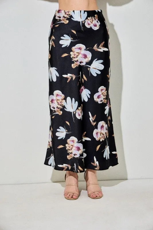 Emery High Waist Floral Midi Skirt Black Contemporary Design