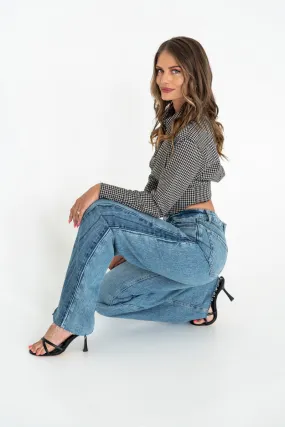 Estelle High Rise Two Tone Wide Leg Jeans Medium Wash Active Lifestyle No Fuss Style