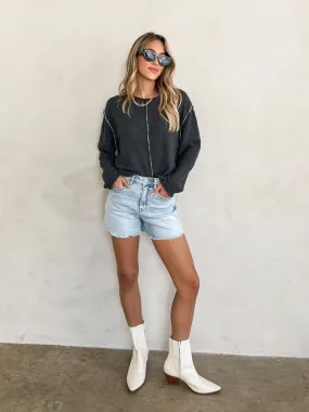 Delia Textured Knit Sweater in Charcoal Hiking Essential