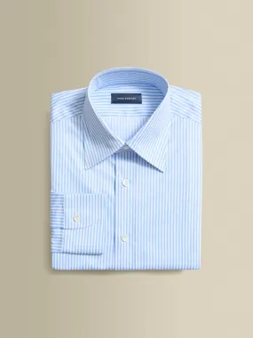 Soft Collar Design Cotton Poplin Point Collar Bengal Stripe Shirt