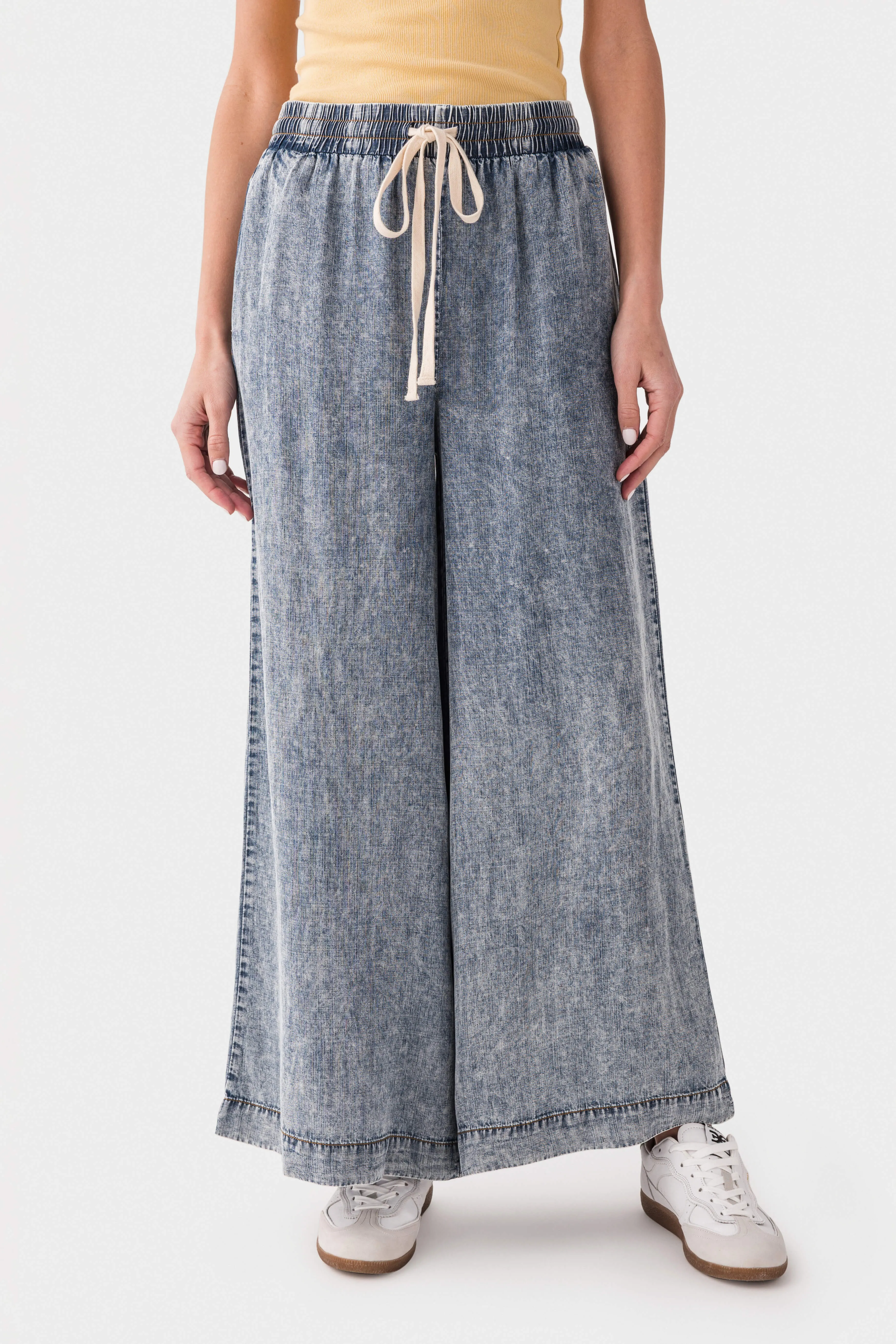 Stretchable Fit Reinforced Seams Eesome Mineral Washed Wideleg Pants