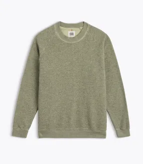 Swamp Green Terry Sweatshirt Chunky Cable Pattern