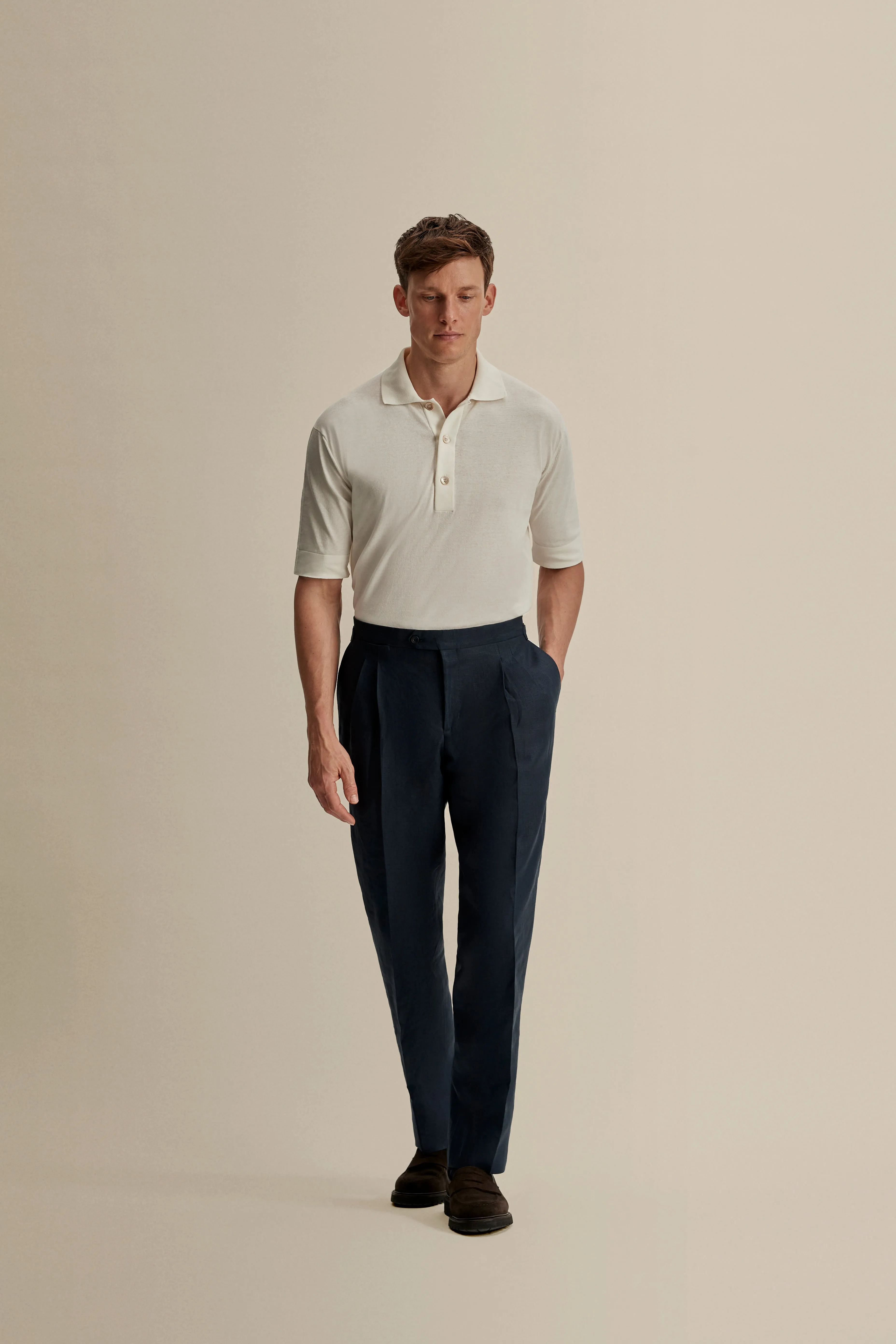 Crepe Cotton Polo Shirt Versatile Casual Look Off Duty Look