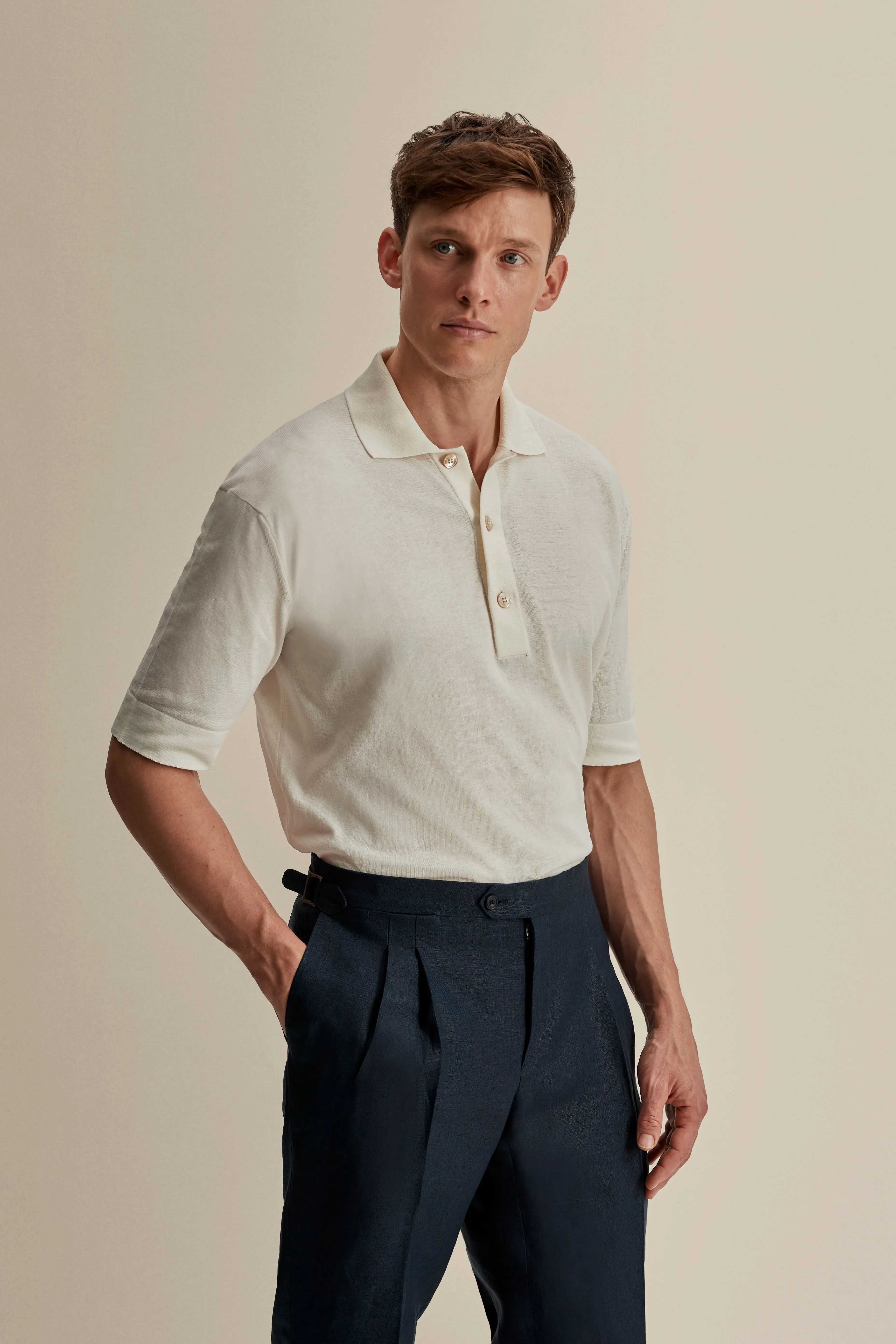 Simple Look SweaterSpecific Detergent Guide Crepe Cotton Polo Shirt