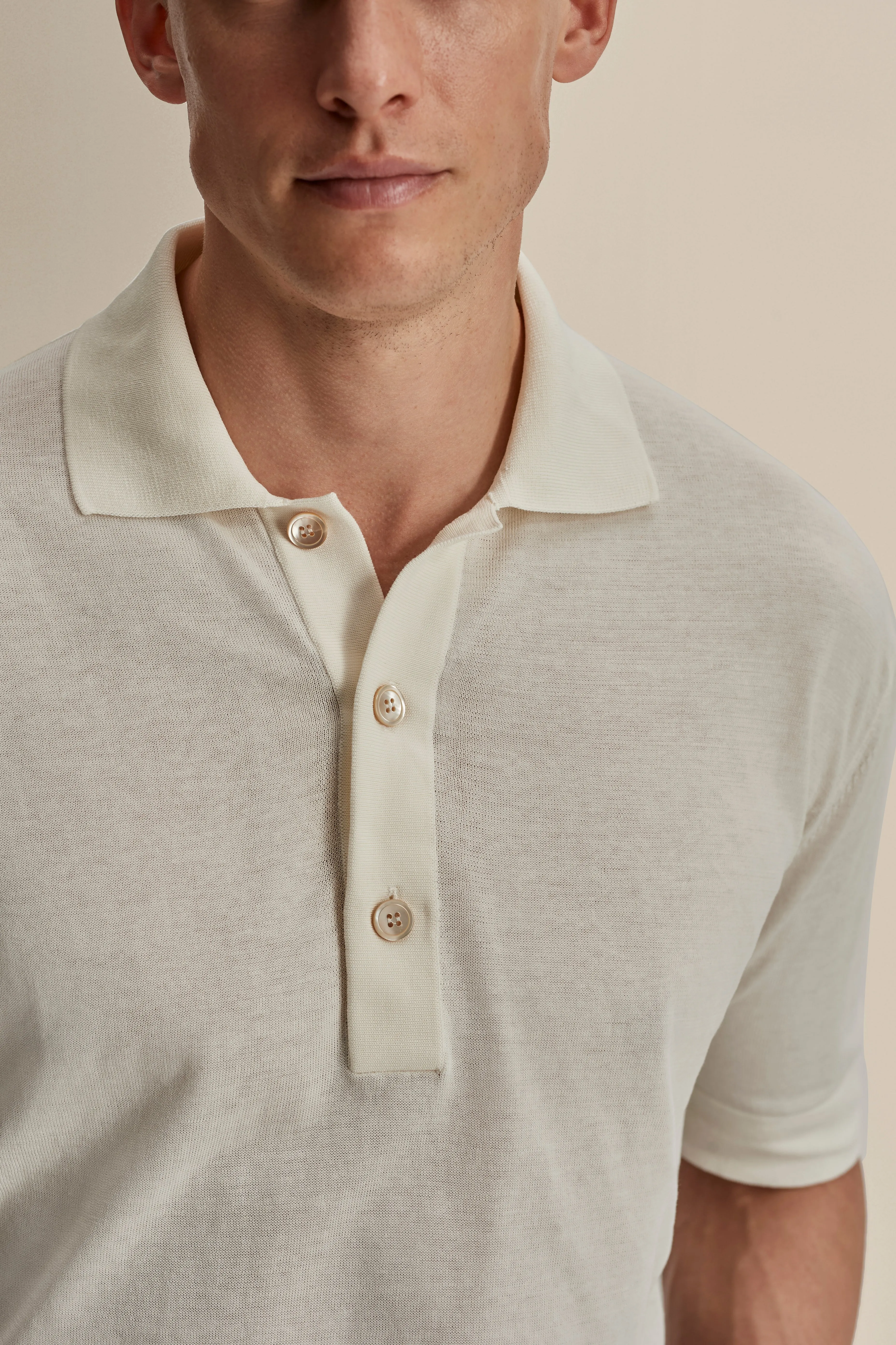 Sustainable Material MachineWashable Fabric Crepe Cotton Polo Shirt