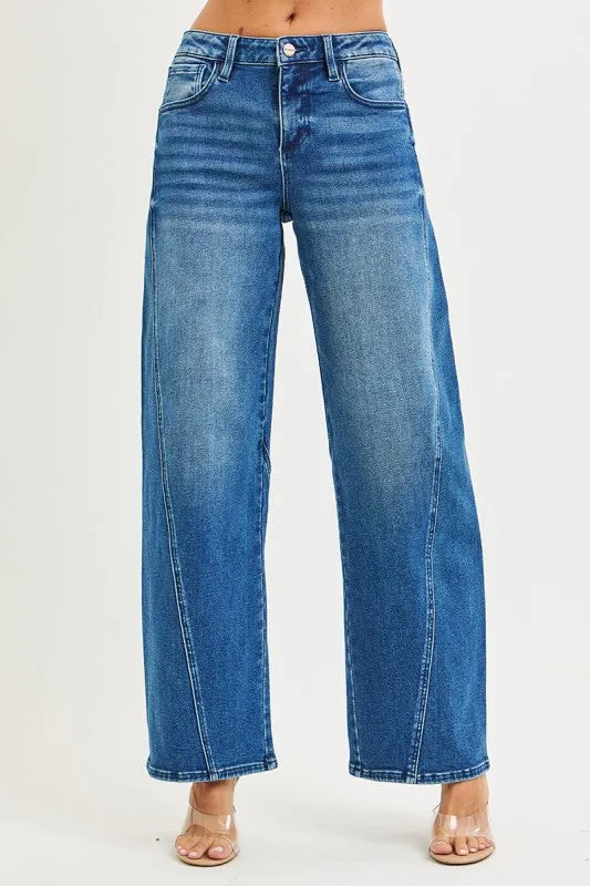 Wide Leg Silhouette Waitlist 10/23 ? Avril High Rise Cropped Wide Leg Jeans Dark Wash