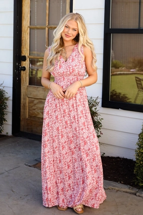 FINAL SALE - Musing About You Mauve Floral Maxi Dress Anniversary-Event Light Cloud