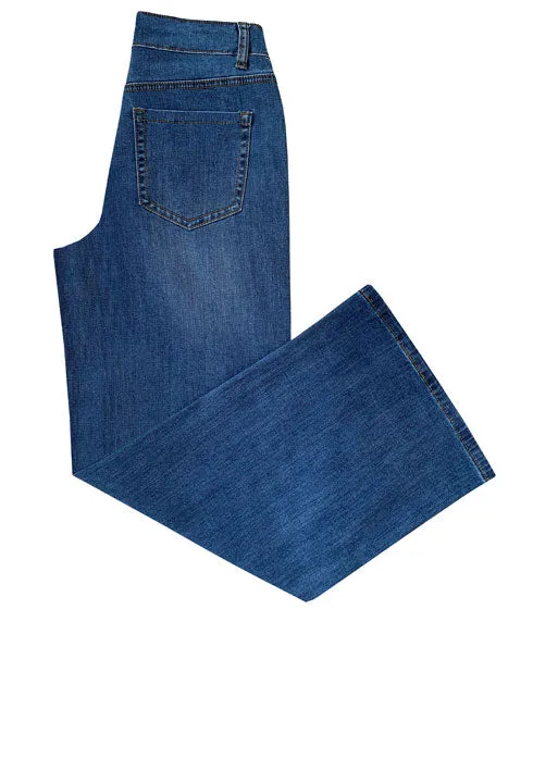 Cozy Lining Four Way Stretch Crop Wide Leg Jeans by Ethyl