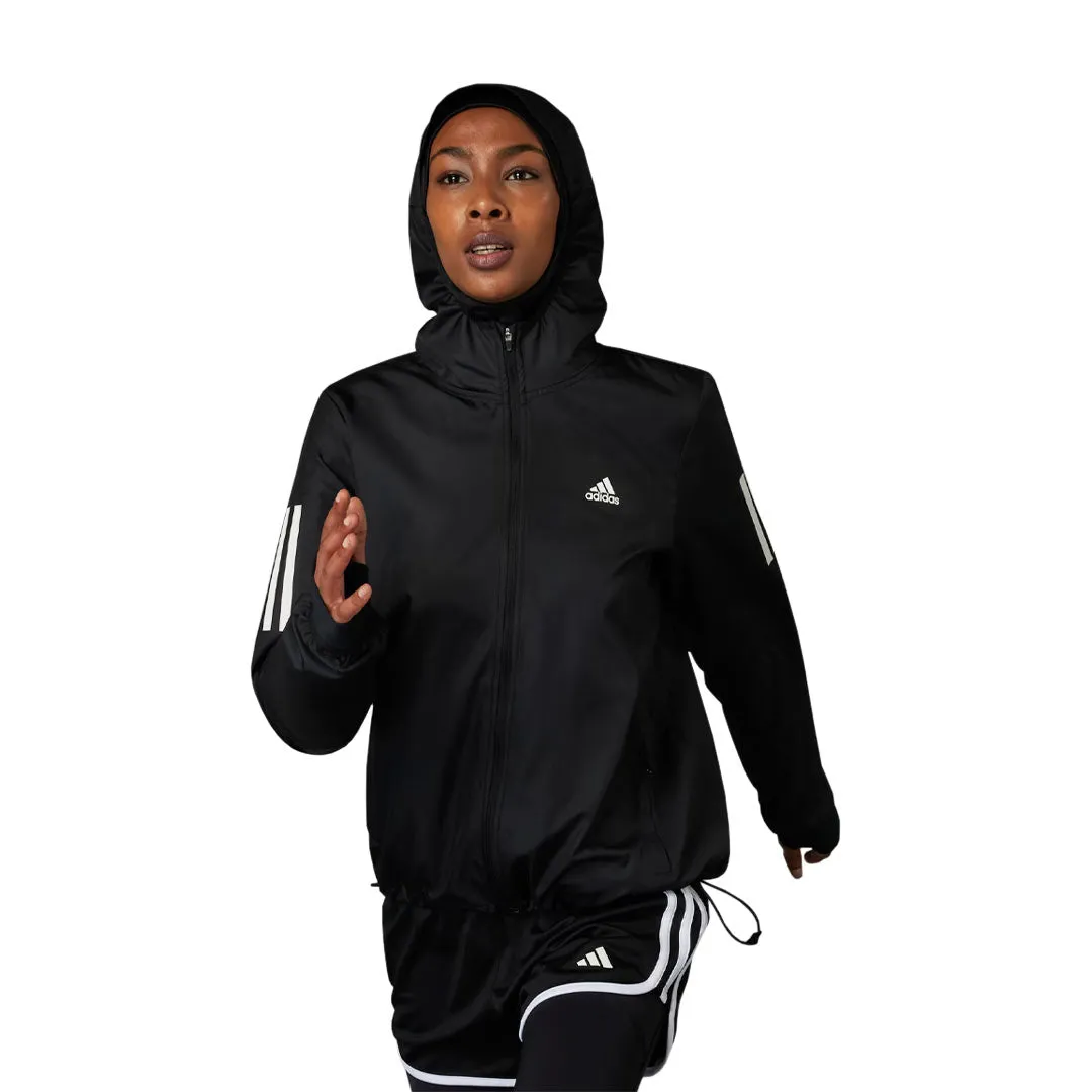 adidas - Women's Own The Run Hooded Running Windbreaker Jacket (H59271) Trendy Must Have Reinforced Shoulder Protection