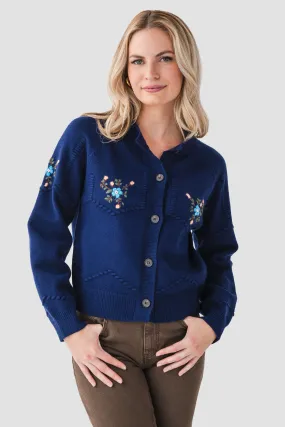 All Row Embroidered Cardigan Stretchy Fashionable Look