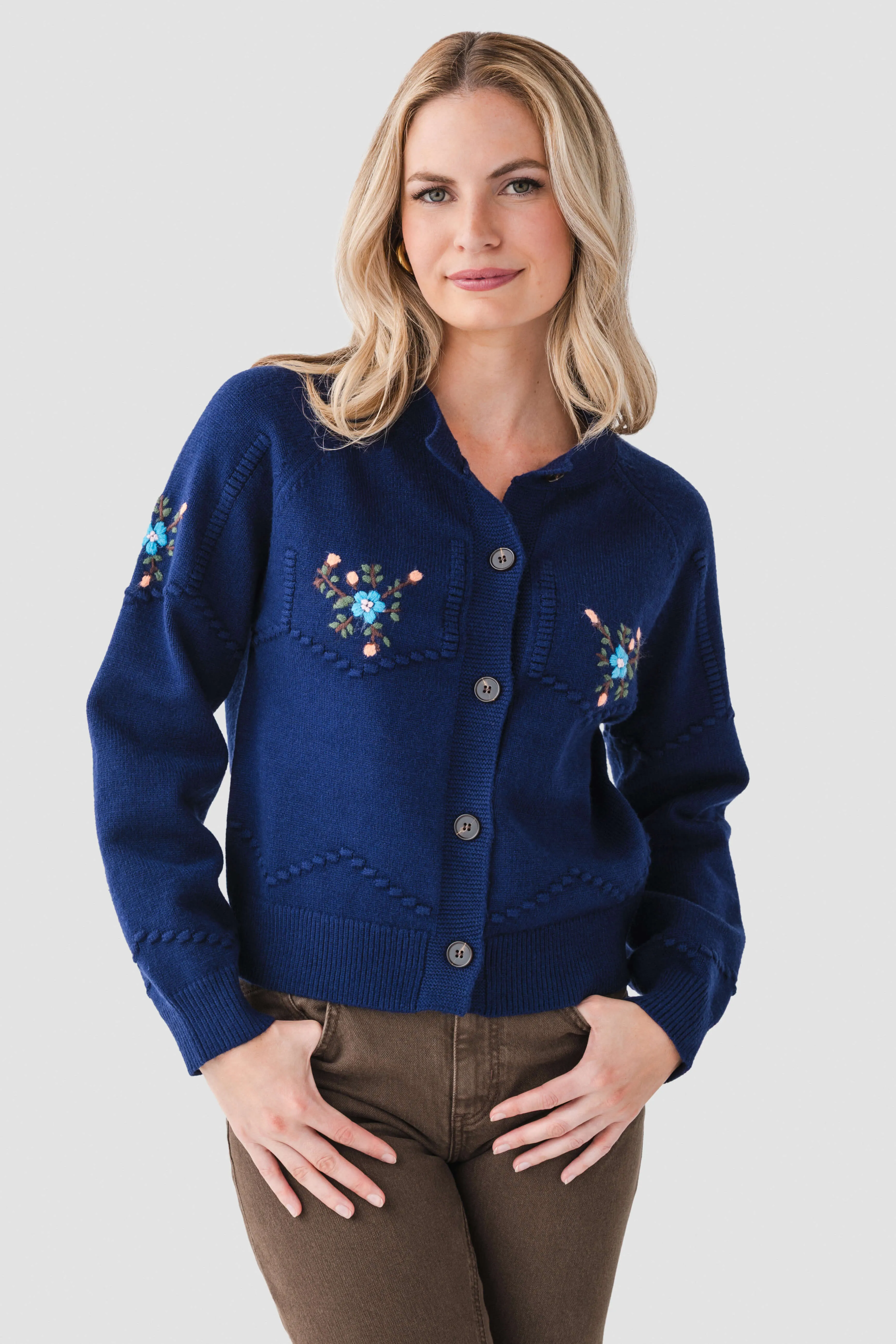vacation wear Lightweight Hoodie All Row Embroidered Cardigan