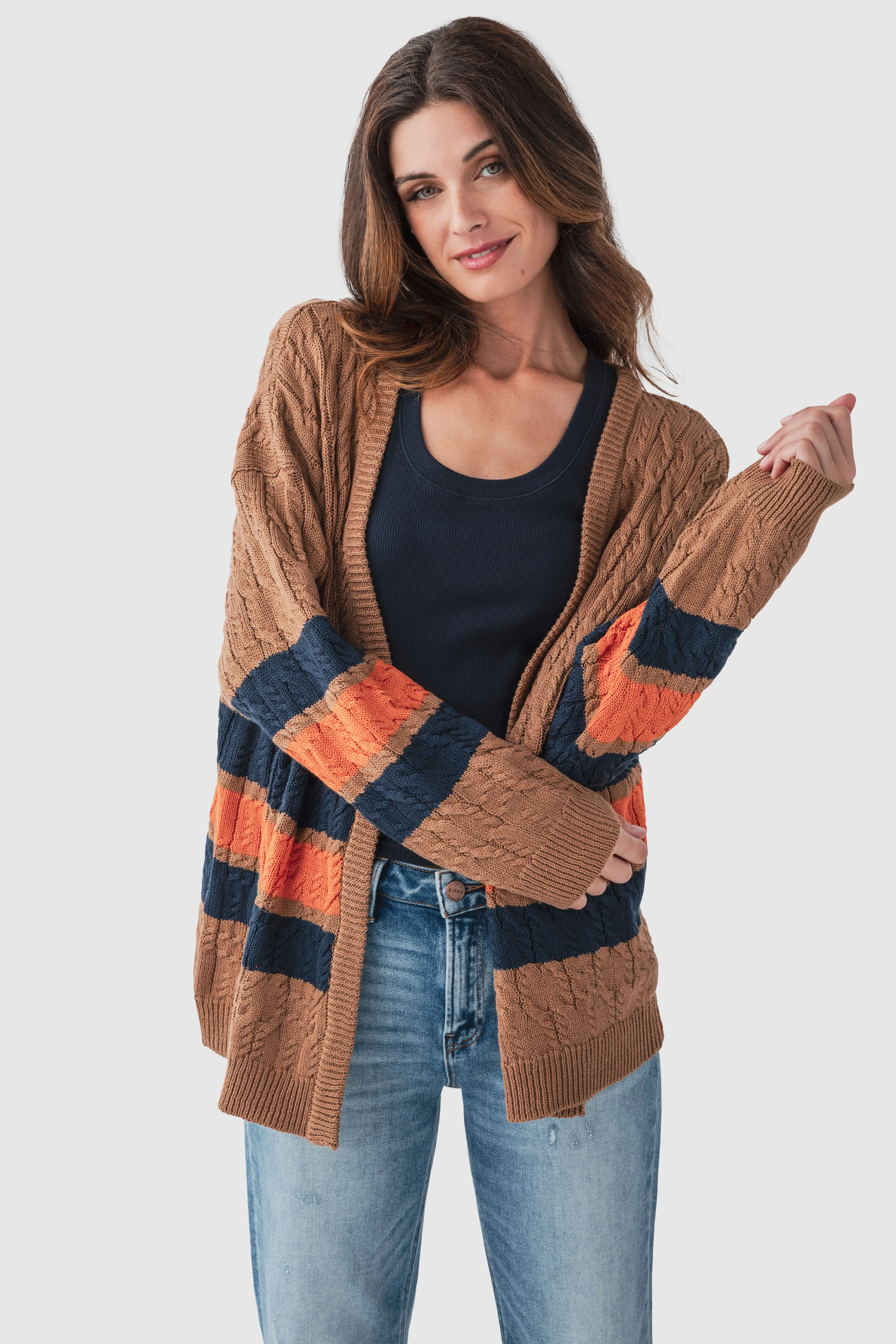 non hooded Fashionable By Together Varsity Stripe Cardigan