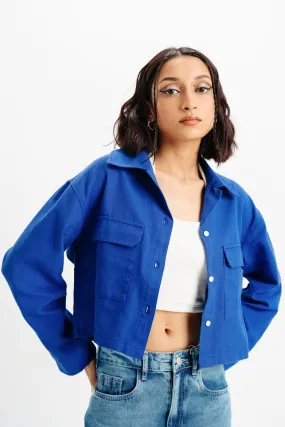 Striped Design Smooth Zipper Design Dark Blue Shirt