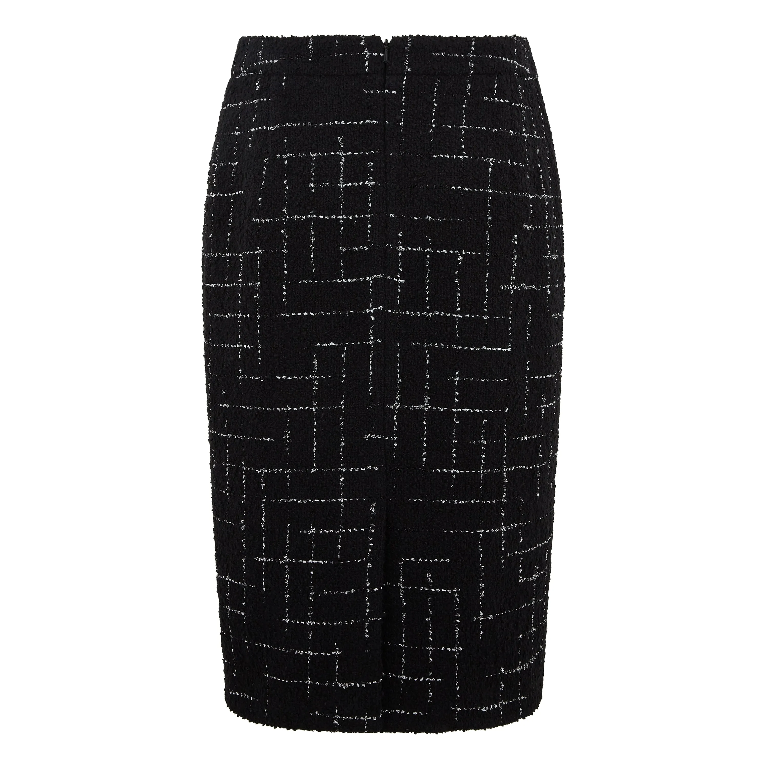 Semi Sheer Hope Tailored Glitter Check Wool Skirt