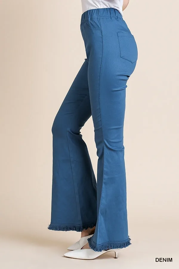 Denim Wide Flare Leg Pant Durable Stitching