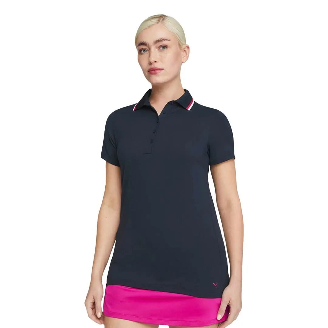 Puma - Women's Cloudspun Tipped Short Sleeve Polo (622155 03) Frictionless Zipper Tracks