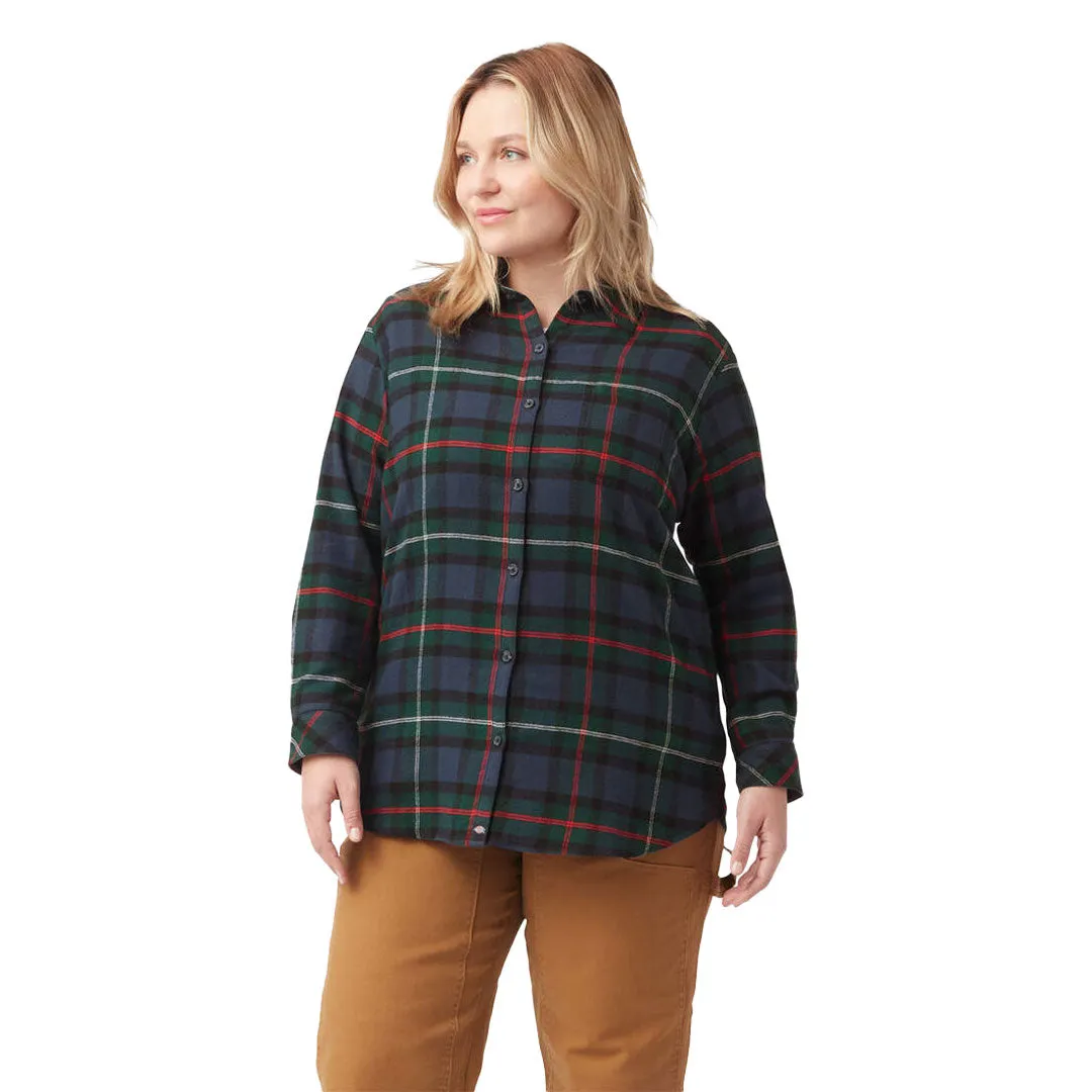 Dickies - Women's Long Sleeve Plaid Flannel Shirt (Plus Size) (FLW075A1W) Light Protection