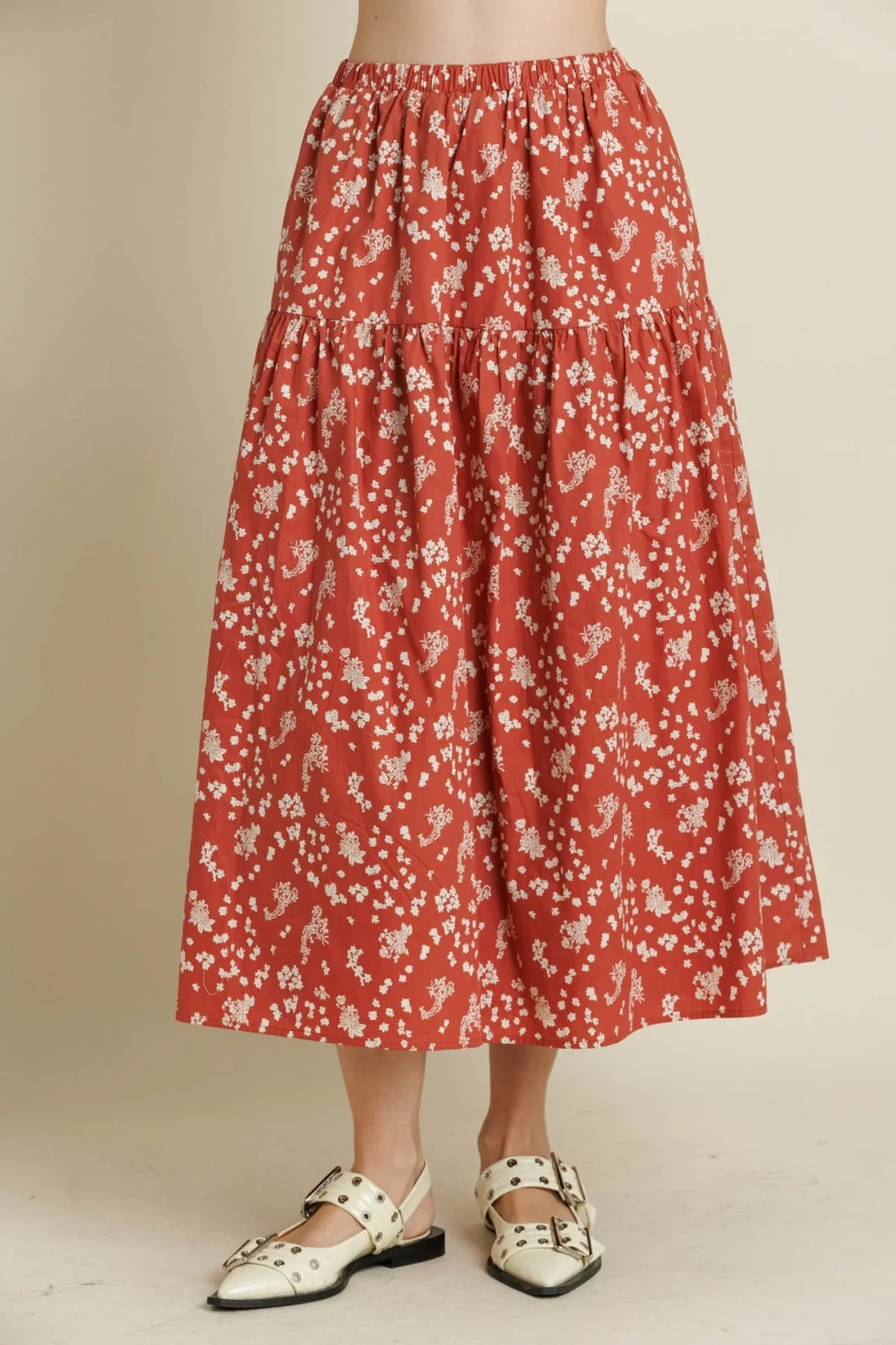 AMAYA FLORAL MAXI SKIRT Wool blend