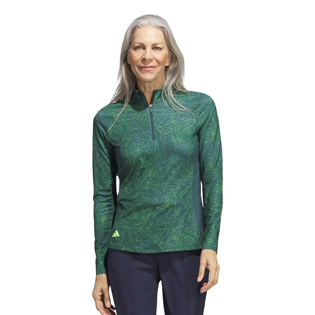 Water Repellent Fabric Non Restrictive Armholes adidas - Women's Printed Long Sleeve 1/4 Zip Sweater (IB2083)