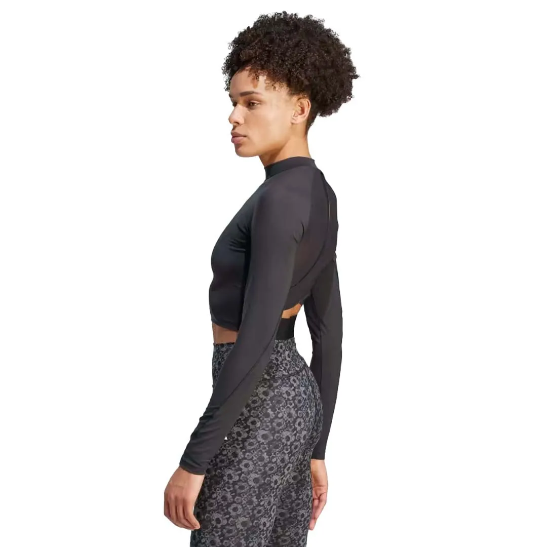 adidas - Women's HIIT Heat.Rdy Long Sleeve Crop T-Shirt (HY3220) Stretchable Cuffs Noise Free Material