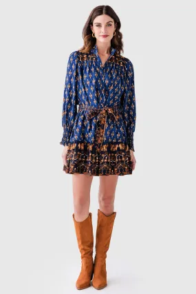 Elegant Style Petite friendly Fate High Neck Collar Band Mini Ruffled Dress