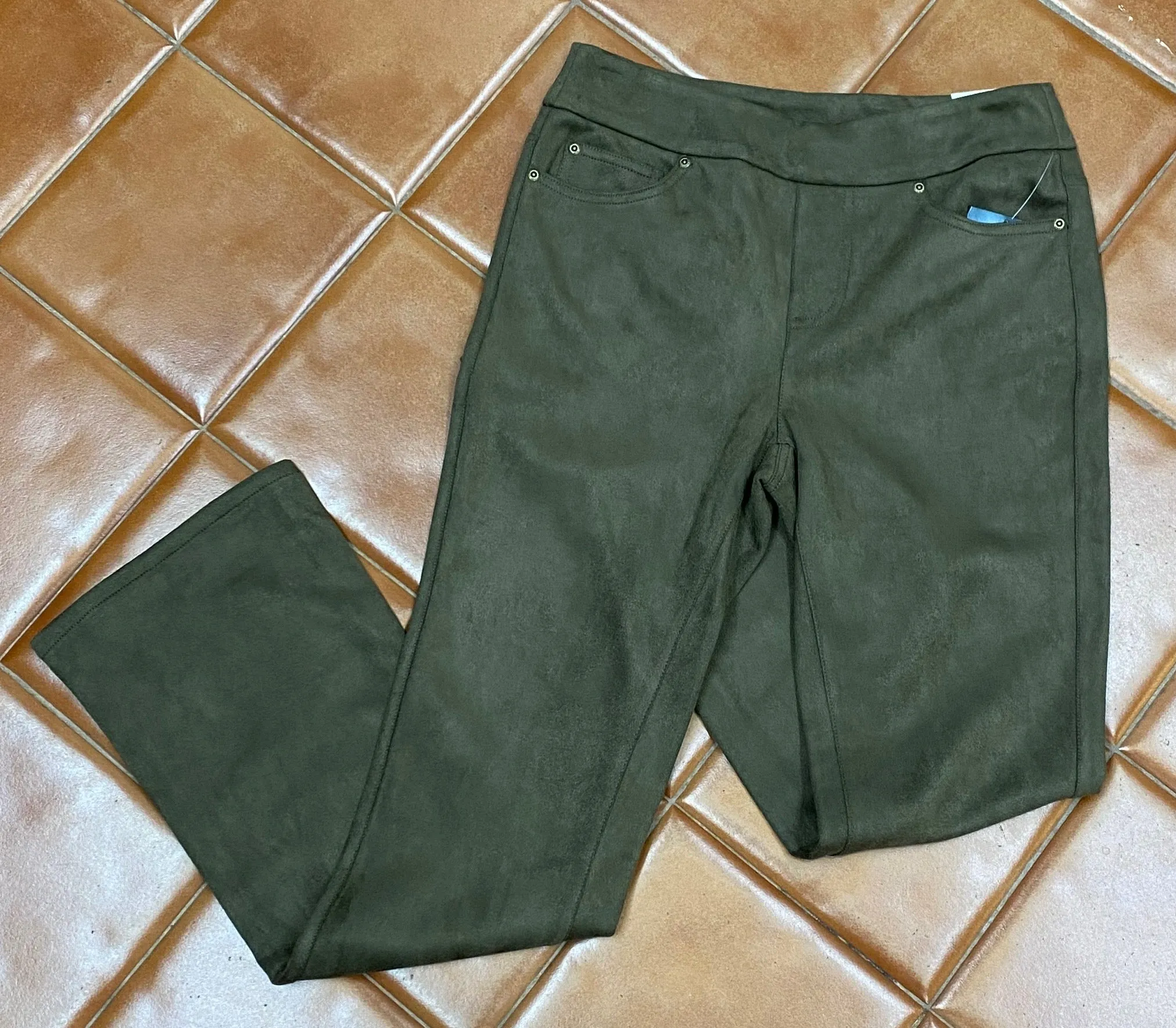 Breathable wear Active Layers Truffle Flare Leg Ultra Suede Jeans w/ Pockets by Slimsation