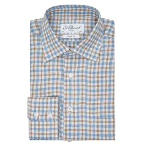 Easy Styling Water Repellent Finish Aragon Brown Blue Gingham Shirt