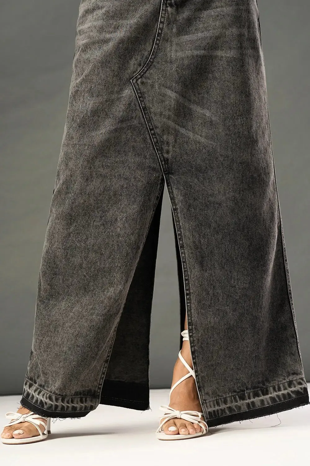 Low Maintenance Fabric Eclipse Night Mid Slit Maxi Skirt