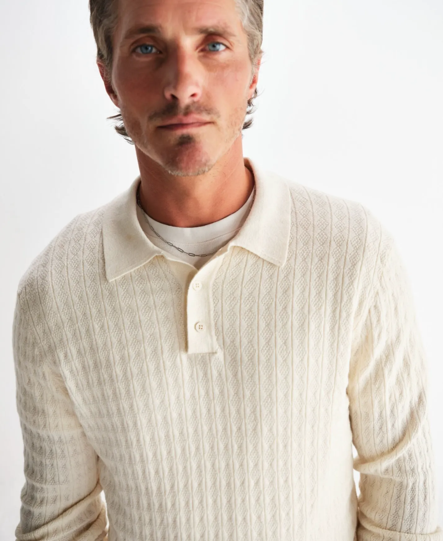 Ecru Diamond Oban Polo Crisp Look Stretch Recovery Yarn