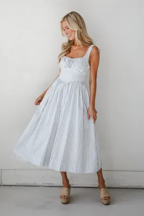 Daily Movement FINAL SALE - Let There Be Romance Light Blue Striped Midi Dress