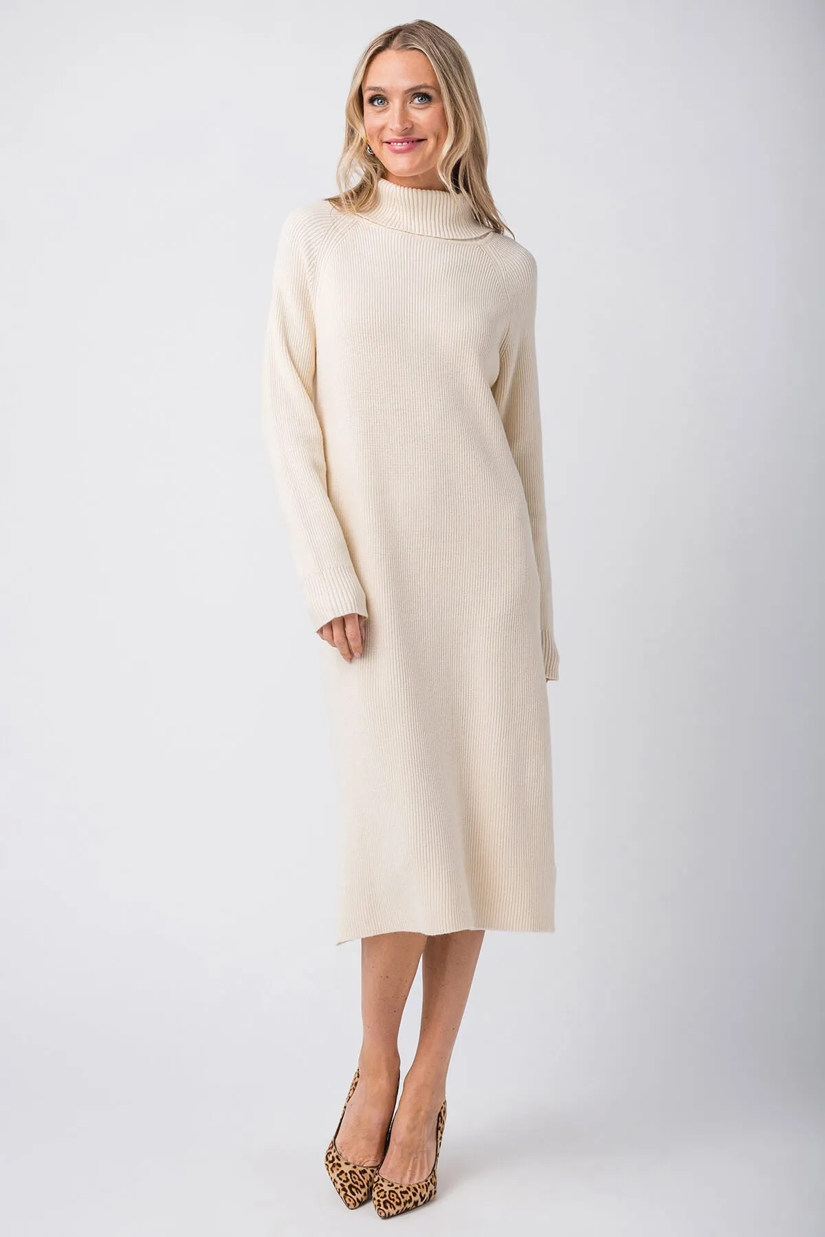 Mystree Turtle Neck Midi Sweater Dress Smart Shape