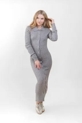 Guest Shine ELLIE CABLE KNIT MIDI DRESS