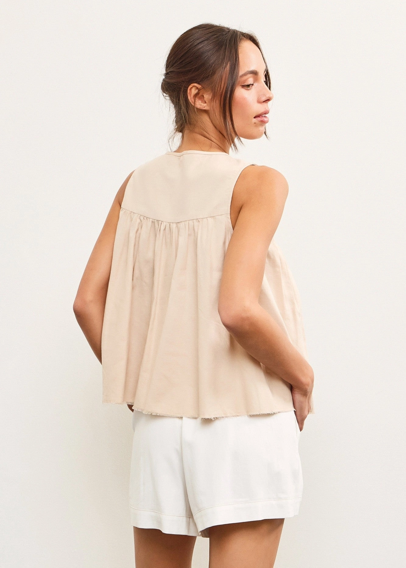 EMMA TIE FRONT PLEATED TOP Fresh Cool