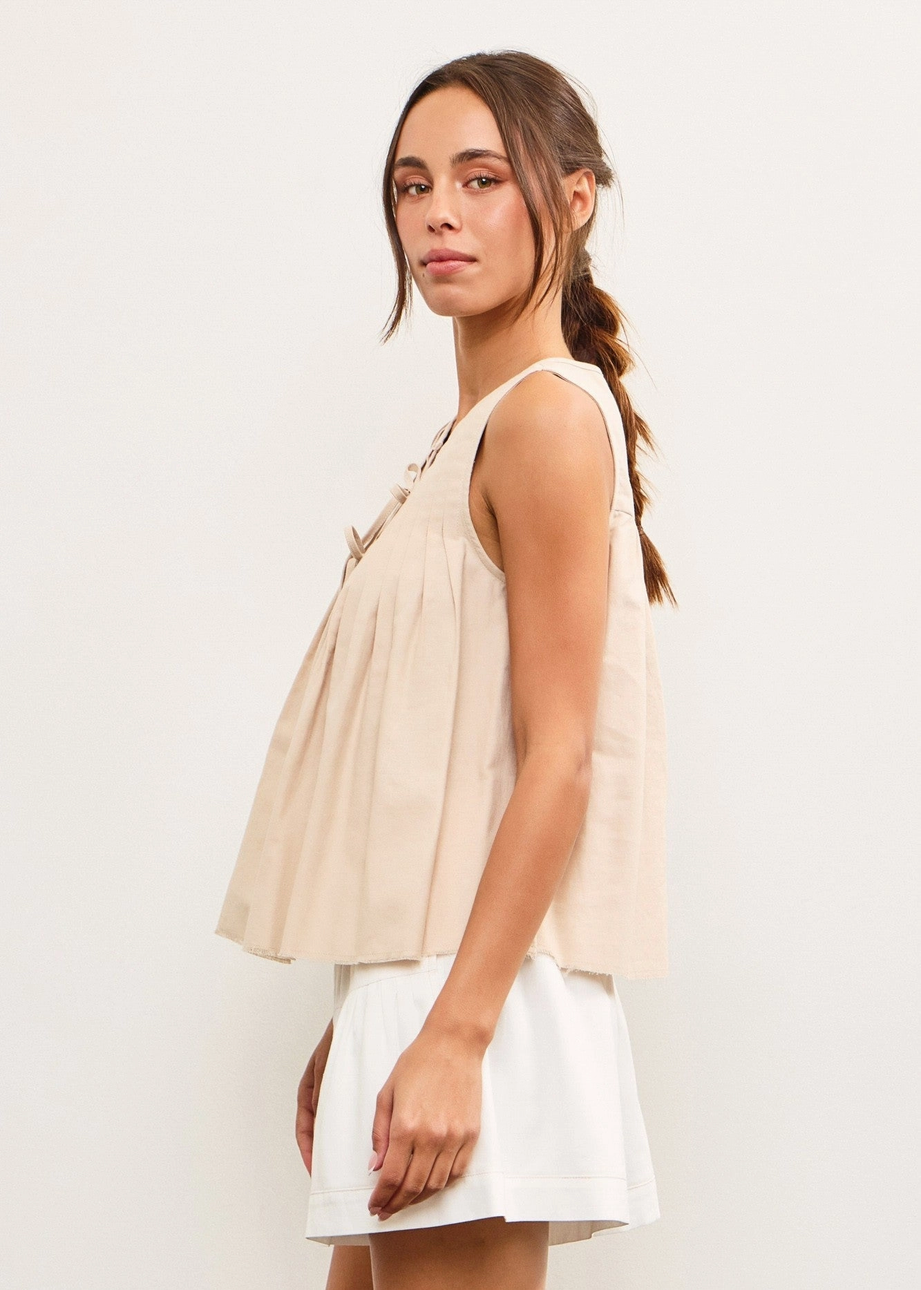 EMMA TIE FRONT PLEATED TOP explosion - resistance test passed Customizable