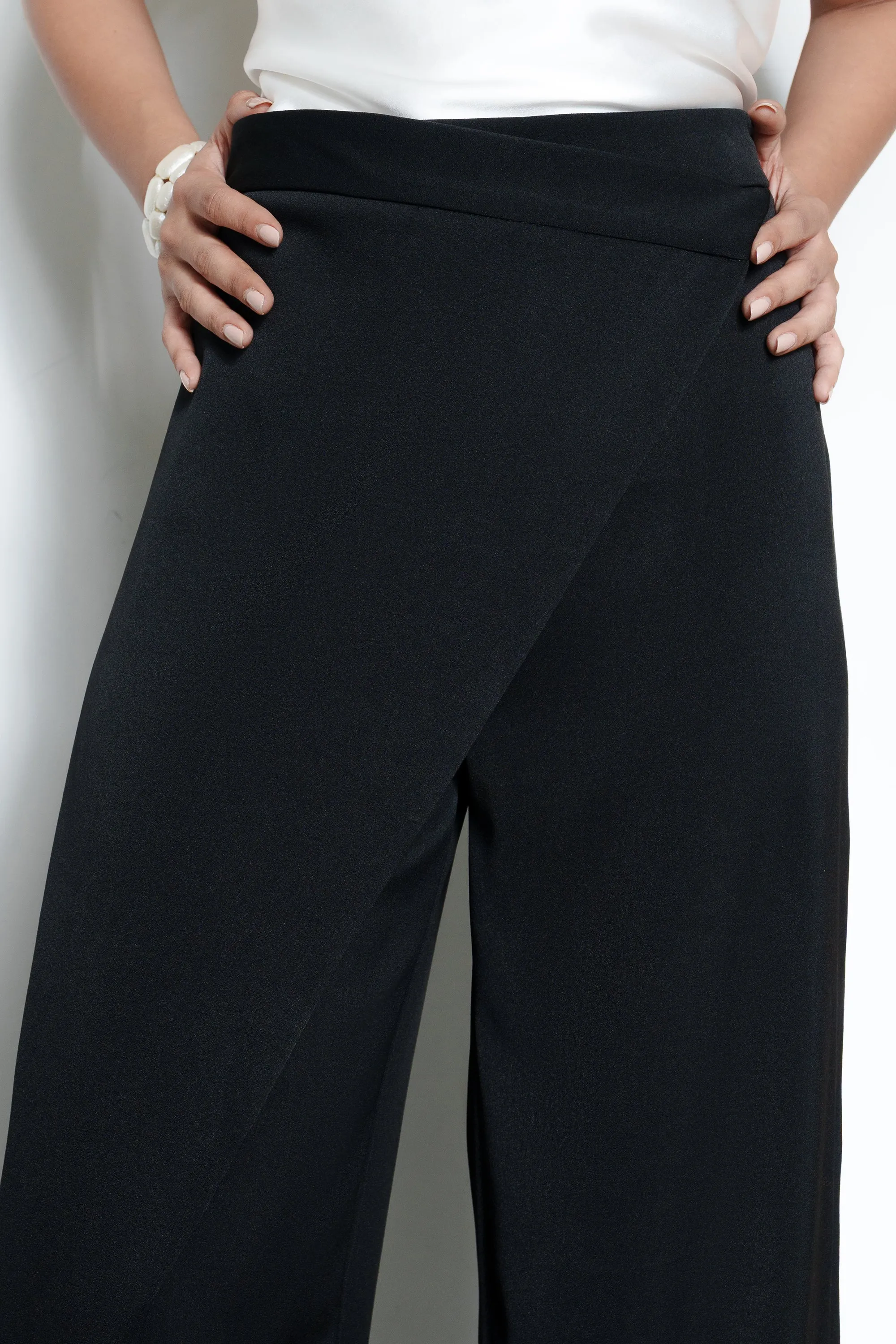 Basic Black Pareo Women's Straight Korean Pants MoistureControlLiner