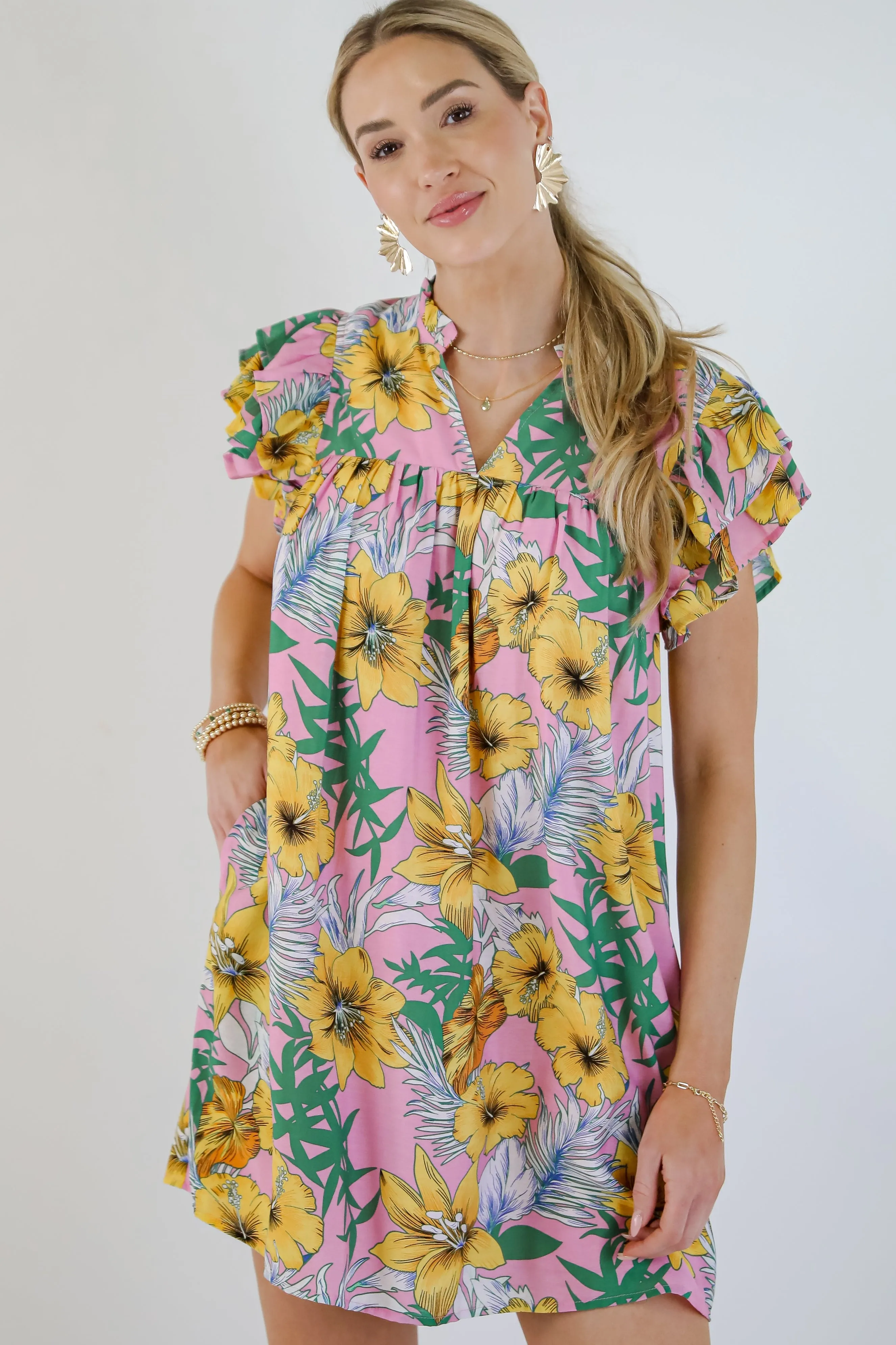 FINAL SALE - Up To Fate Pink Floral Mini Dress Art Soul All Layer