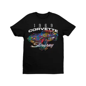 Color Splat Sketch Corvette T-Shirt men's clothing Gym clothing