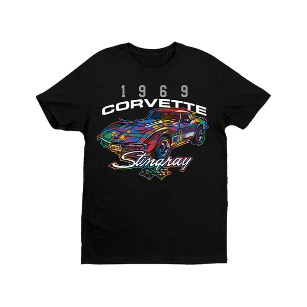 Color Splat Sketch Corvette T-Shirt FadeResistant Coating Versatile Look