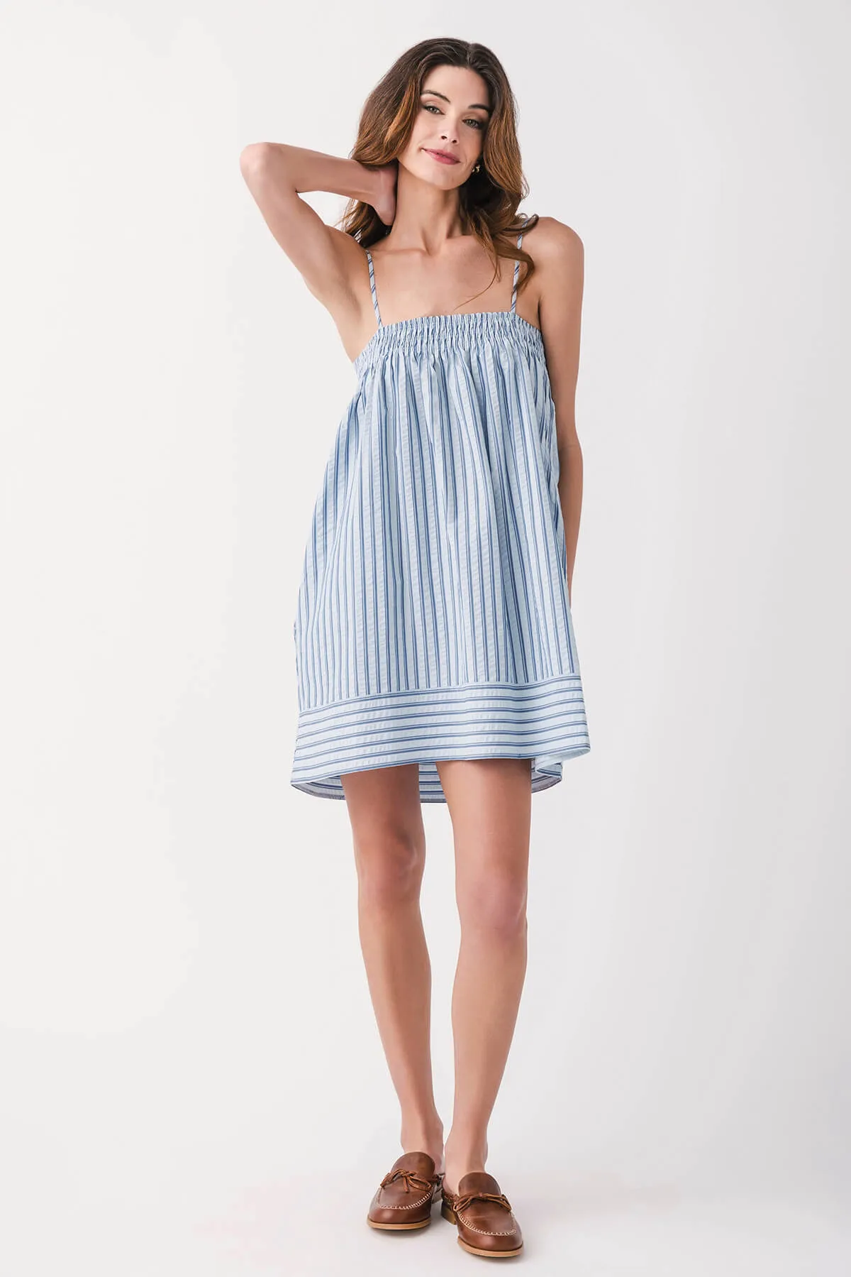 Draped-Style By Together Kandace Striped Spaghetti Strap Mini Dress