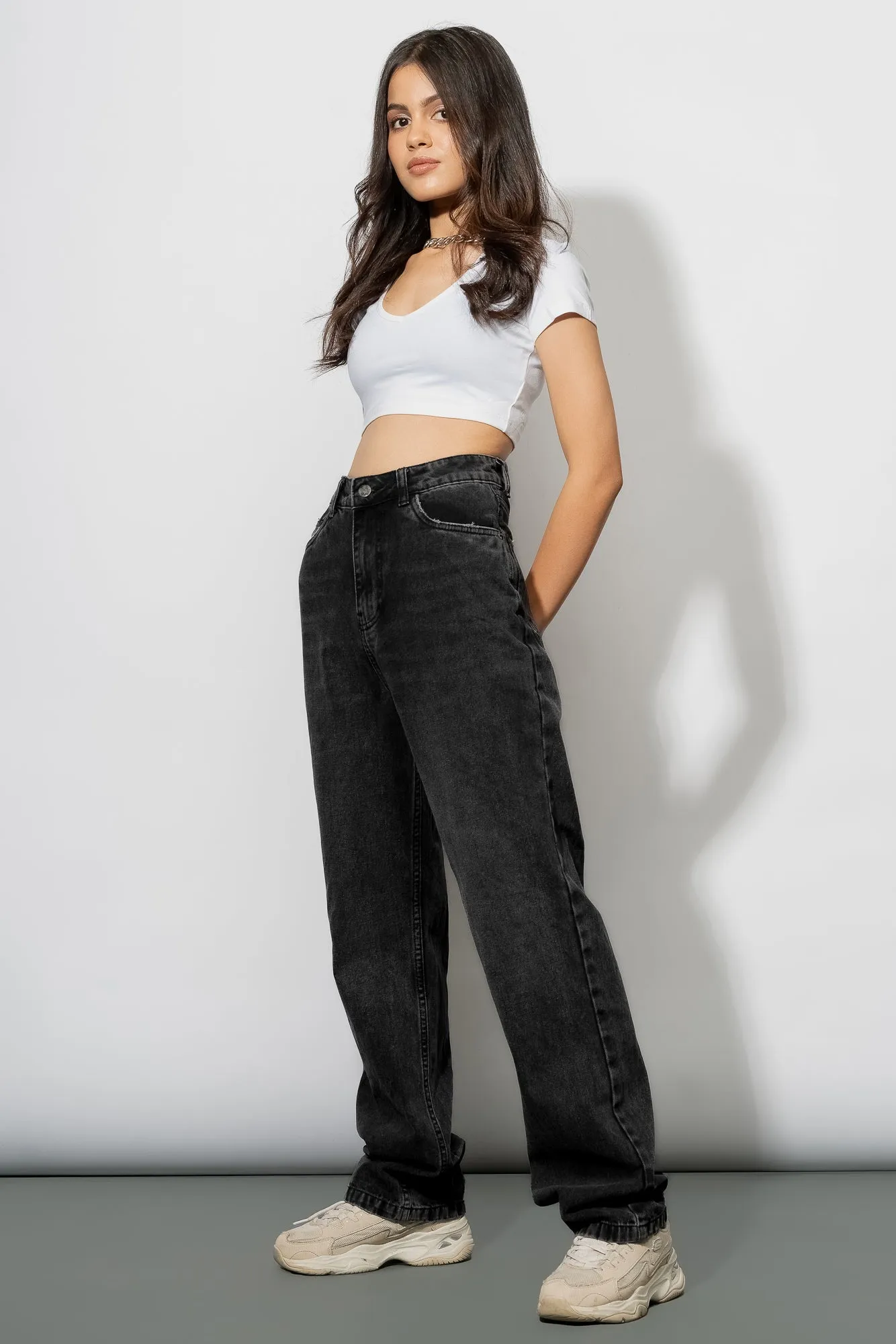 Premium Denim Charcoal Women's Straight Jeans