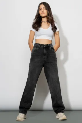 Classic Gym Ready Sustainable Beach Day Charcoal Women's Straight Jeans
