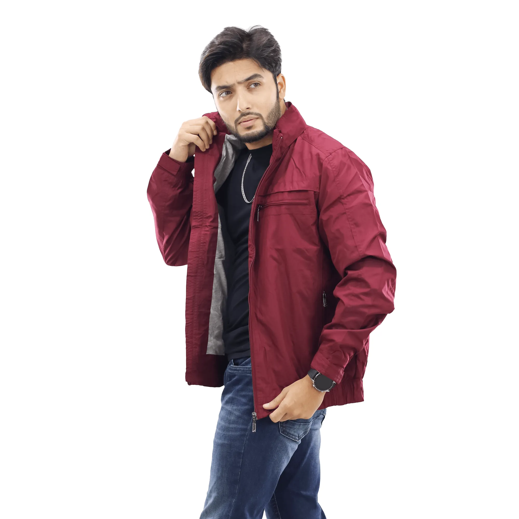 AntiSnag Lining Material Exclusive Men??s New Lightweight Winter Jacket- Katar- Maroon