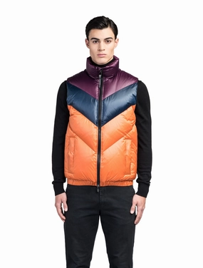 High Collar Style Contrast Stitch Kylo Men's Chevron Quilted Vest