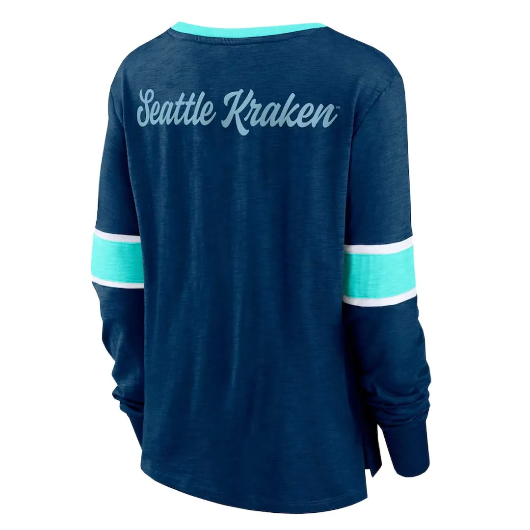 Quick Release Buckles Fanatics - Women's Seattle Kraken Lace Up Long Sleeve T-Shirt (3ZCD EN43 2GO 3NB)