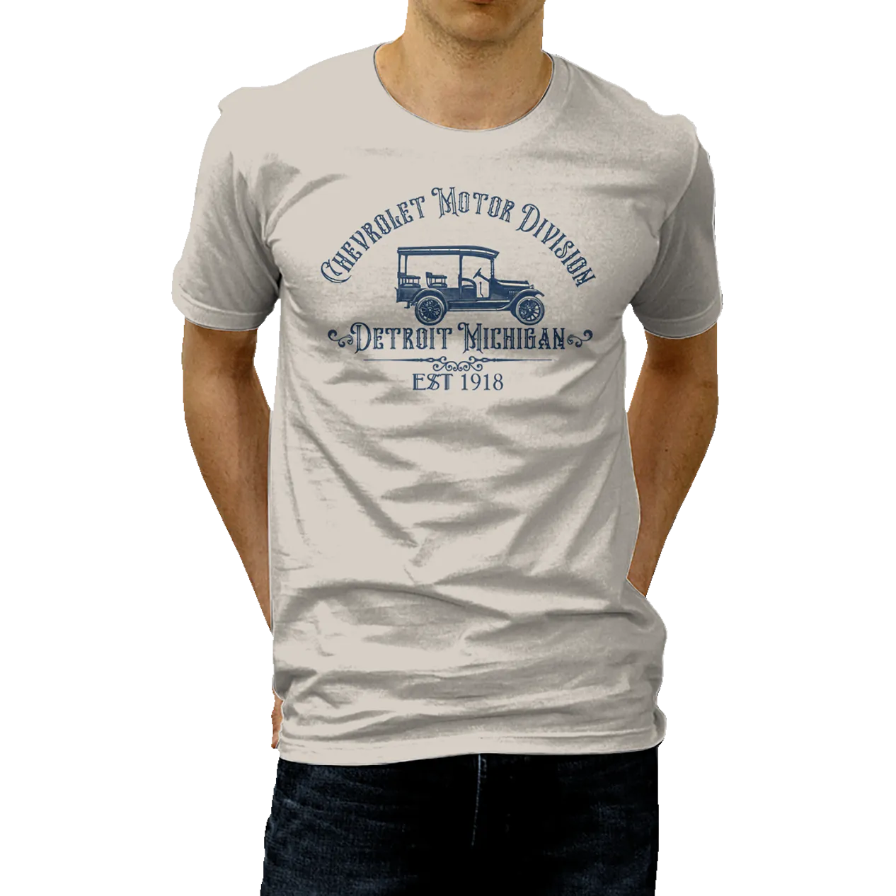 Taped Neckline Moisture Control Fabric 1920 Chevy Arched Text T-Shirt