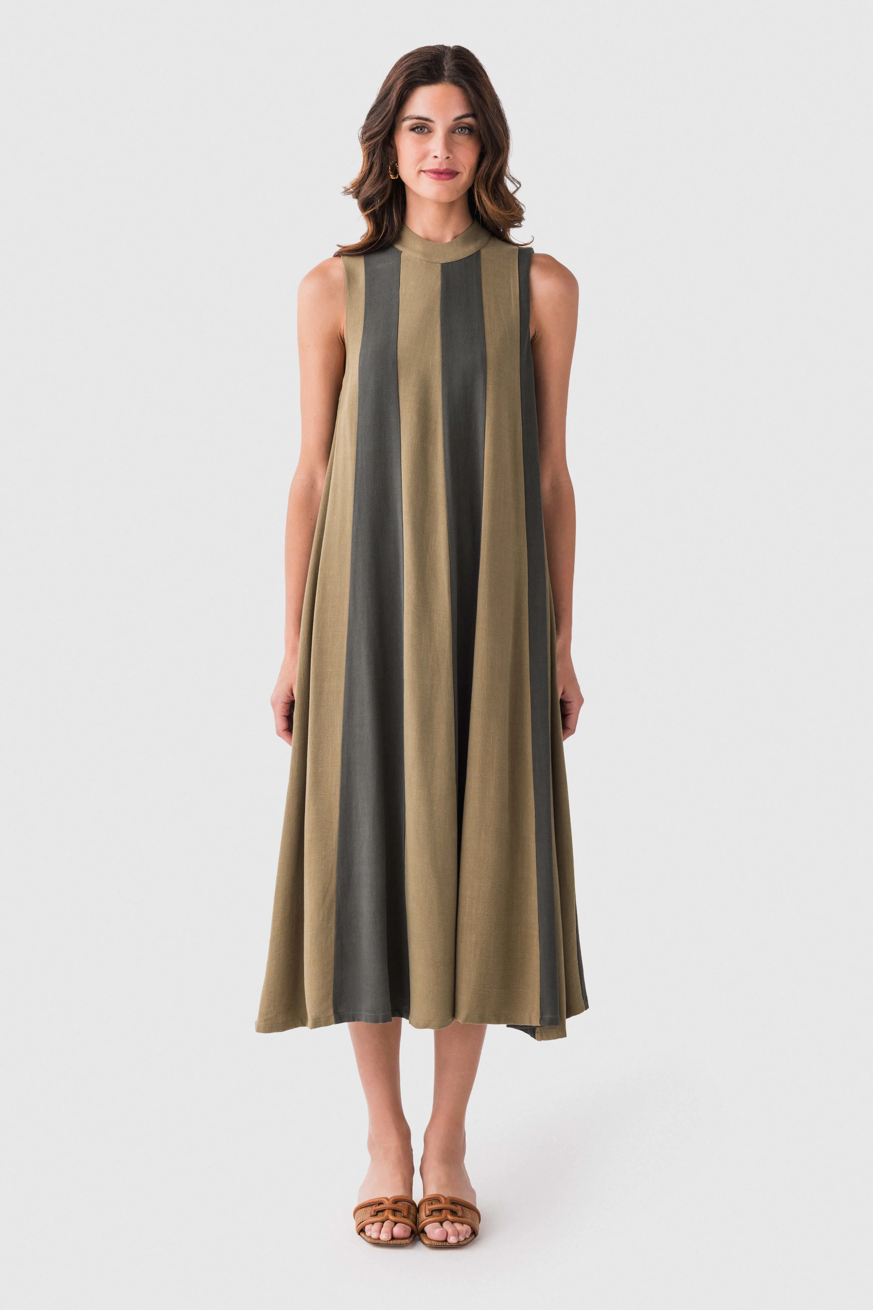 THML Colorblock Midi Dress Soft Outfit Sheer Overlay