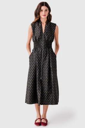 Formal Look Sleek Form Fate V neckline Front Zip Midi Dress