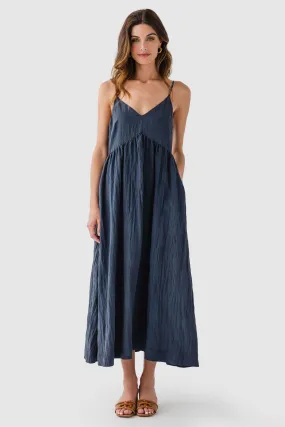 Crinkle V Neck Tank Dress Classic Motion