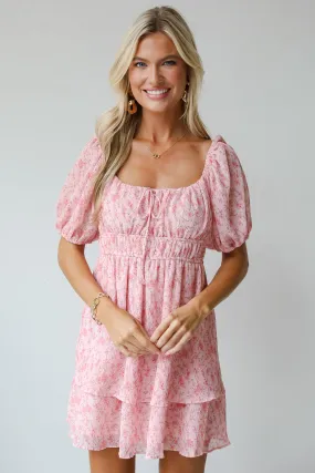 FINAL SALE - Curated Style Blush Floral Mini Dress Layered Volume
